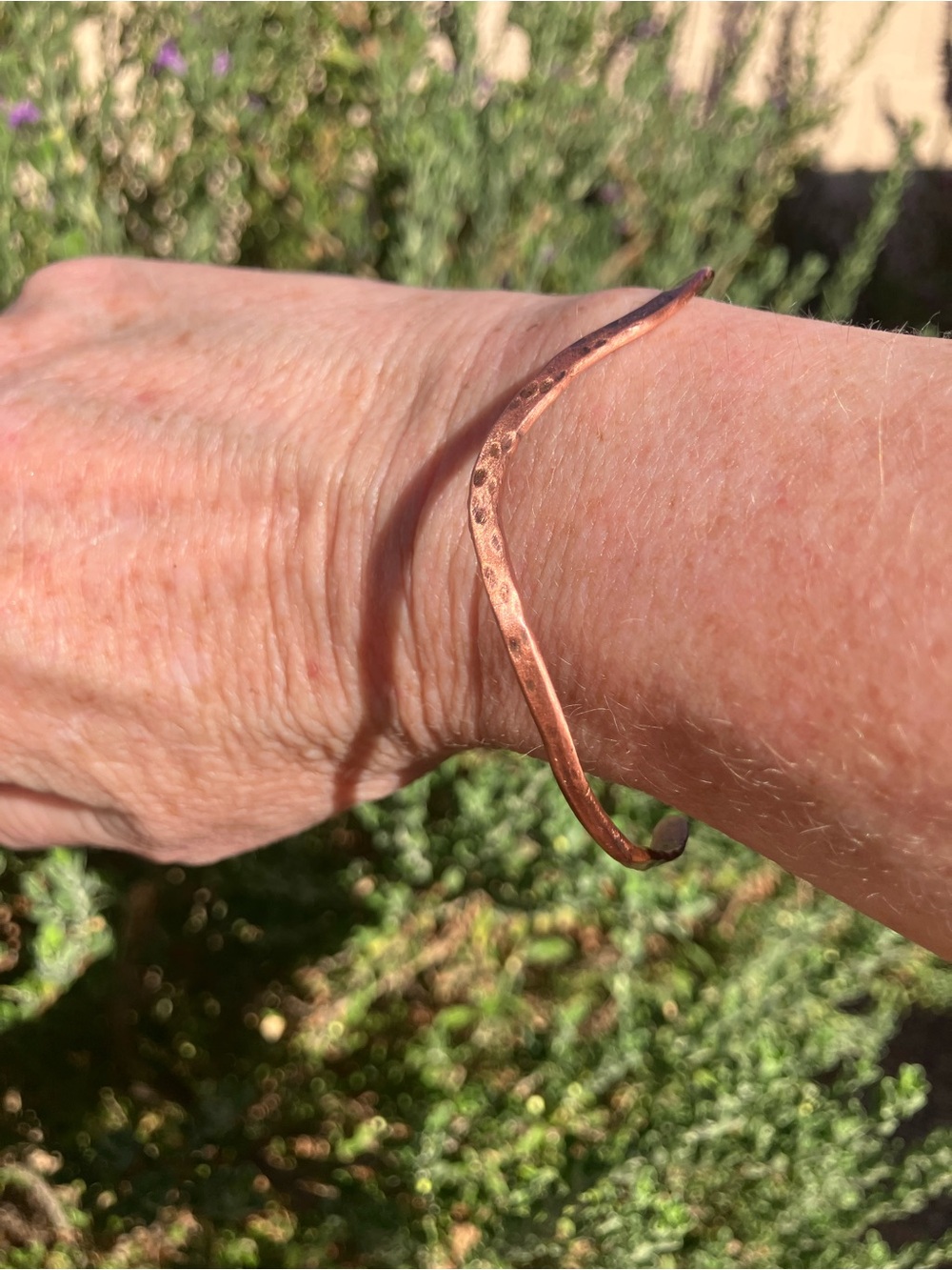 Delicate Hand Crafted Hammered Copper Bangle - Picture 6 of 6
